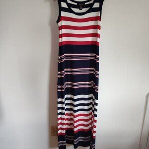 Ladies SZ PS Style & Co Red/Navy Rugby-Stripe Maxi Dress